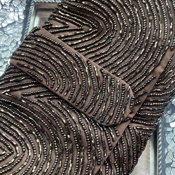 Talbots brown sequins clutch - Picture 2 of 4